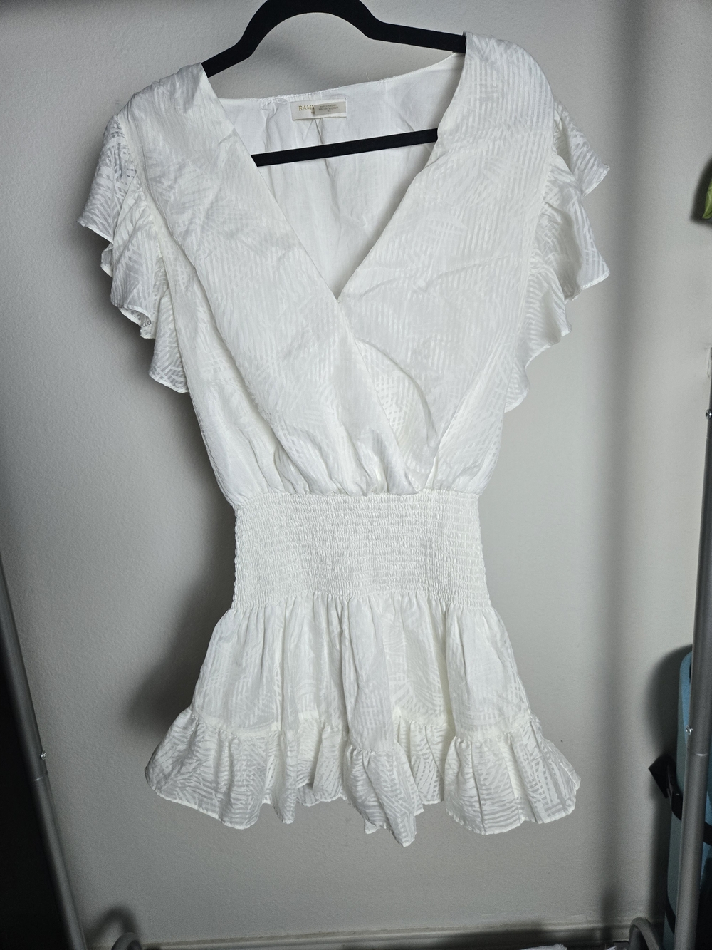 Ramy Brook White Ruffled Mini Dress